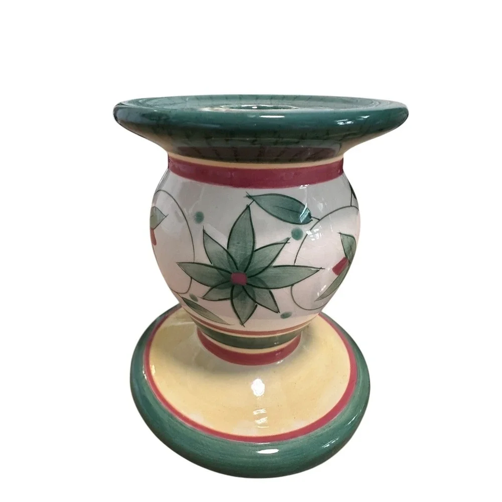 Hand Painted Floral Ceramic Candle Holders Set‎ Decorative Home Decor